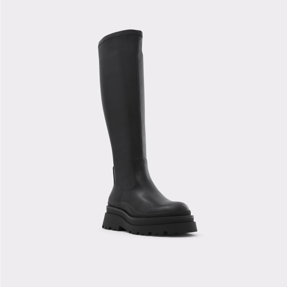 Aldo Women’s Black Lug Sole Knee High Boot Size 7 - Picture 2 of 12